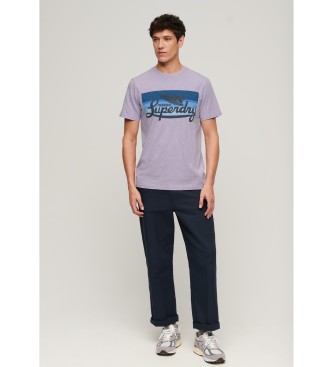 Superdry T-shirt s riscas lils Cali com logtipo