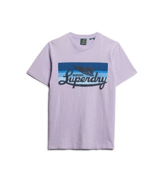 Superdry Cali lilac striped T-shirt with logo