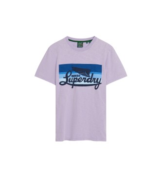 Superdry Lila gestreiftes Cali-T-Shirt mit Logo