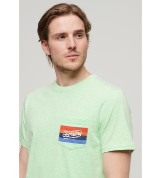 Superdry Randig T-shirt med grn Cali-logga