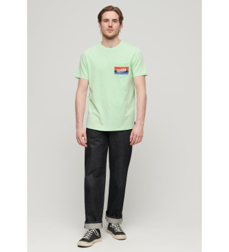 Superdry Gestreept T-shirt met groen Cali-logo