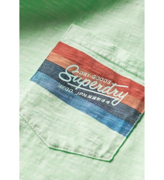 Superdry T-shirt a righe con logo Cali verde