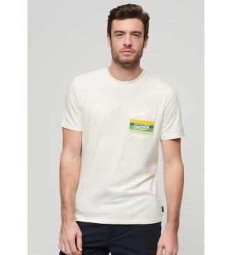 Superdry Gestreiftes T-Shirt mit cremefarbenem Cali-Logo