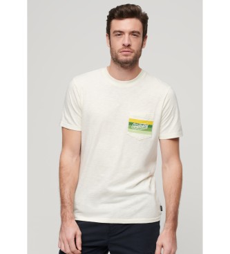 Superdry T-shirt s riscas com logtipo Cali em branco