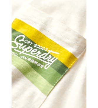 Superdry T-shirt a righe con logo Cali bianco sporco
