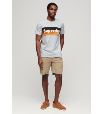 Superdry T-shirt s riscas com logtipo Cali cinzento