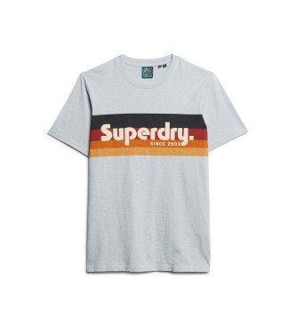 Superdry T-shirt s riscas com logtipo Cali cinzento