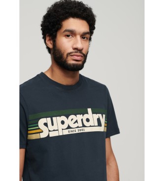 Superdry T-shirt s riscas com o logtipo Terrain em azul-marinho