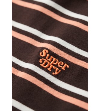Superdry T-shirt med striber og logo Essential brown