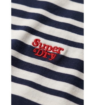 Superdry T-shirt med striber og logo Essential blue