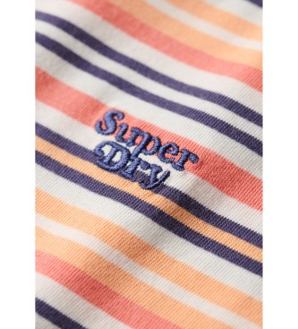 Superdry T-shirt med striber og logo Essential coral