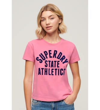 Superdry Koszulka polarowa Varsity w kolorze różowym