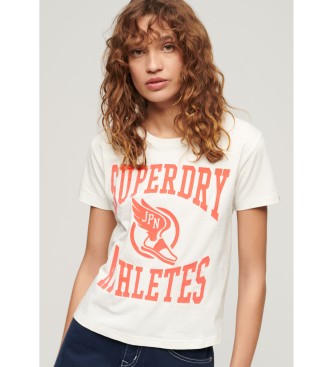 Superdry T-shirt aderente in pile bianco