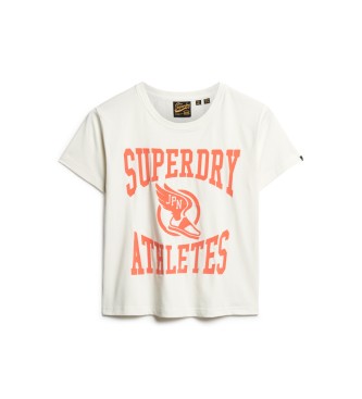 Superdry Varsity majica iz flisa, prilegajoča se, bela