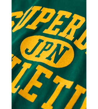 Superdry T-shirt aderente in pile Varsity verde