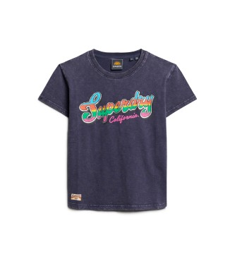 Superdry T-shirt slim fit con adesivo Cali blu scuro
