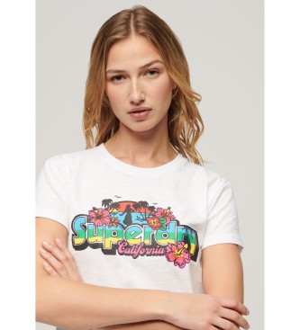 Superdry T-shirt Cali Nalepka bela
