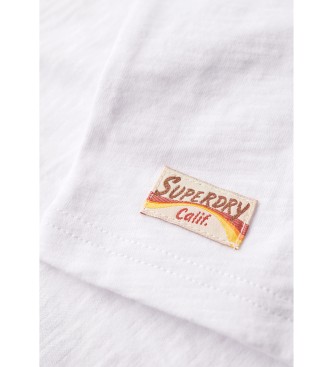 Superdry T-shirt bianca slim fit con adesivo Cali