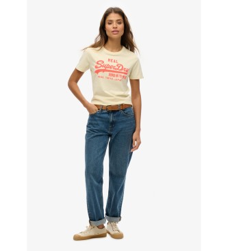 Superdry T-shirt fluorine med beige Vintage-logotyp