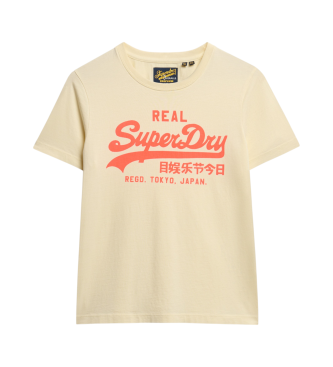 Superdry T-shirt fluorine med beige Vintage-logotyp