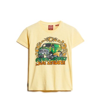 Superdry T-shirt slim fit con grafica Motor giallo neon