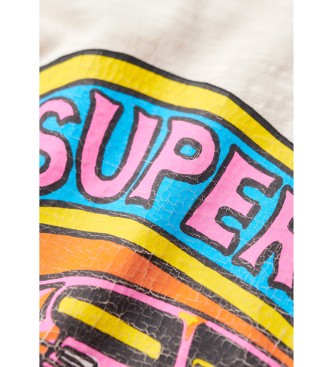 Superdry Tight fitting neon graphic T-shirt off-white engine