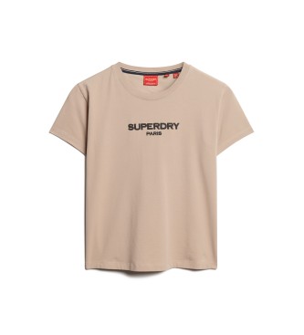 Superdry T-shirt aderente con grafica Sport Luxe marrone