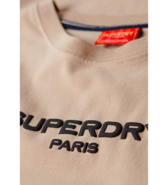 Superdry T-shirt z grafiką Sport Luxe brązowy