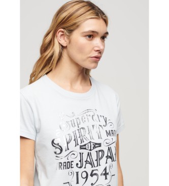 Superdry T-shirt i metalliserat ljusbltt fr arbetsklder