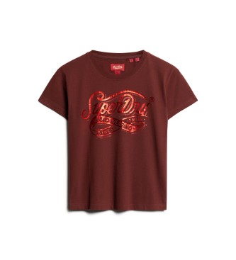 Superdry T-shirt moulant Workwear marron mtallis