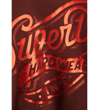 Superdry Workwear maroon metallised tight-fitting T-shirt