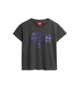Superdry T-shirt Workwear noir mtallis moulant
