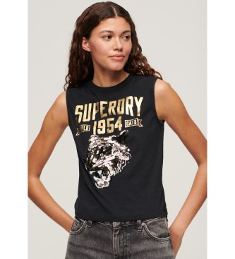 Superdry Camiseta ajustada con adornos Archive negro