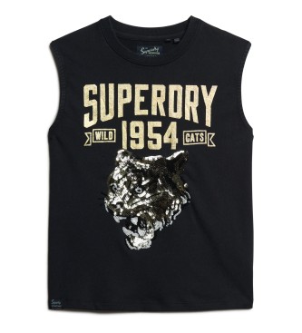 Superdry Obcisła koszulka z czarnymi zdobieniami Archive