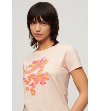 Superdry T-shirt Dragon de Komodo rose