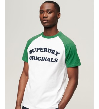 Superdry Katoenen T-shirt met raglanmouwen, Vintage Cooper Class wit