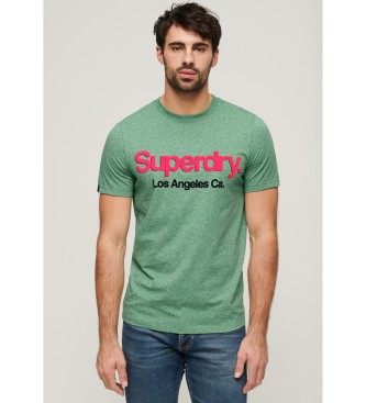 Superdry Klassisch gewaschenes T-Shirt mit grnem Core-Logo