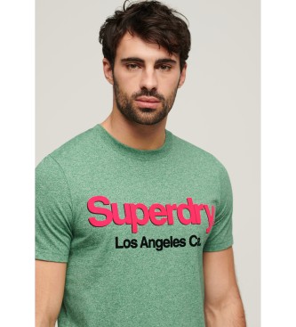 Superdry T-shirt classica lavata con logo Green Core