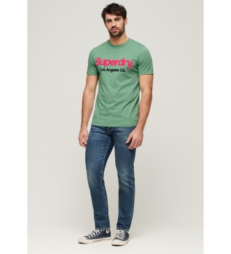 Superdry T-shirt clssica lavada com o logtipo Core verde