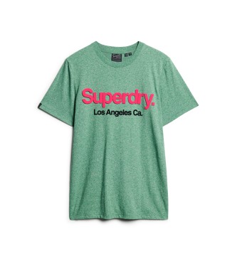 Superdry Klasična sprana majica z zelenim logotipom Core