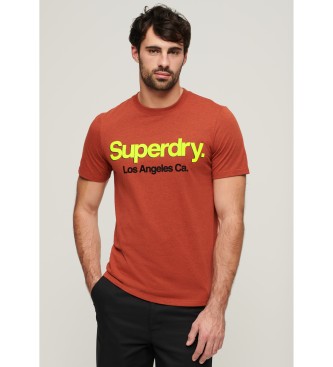 Superdry T-shirt clssica lavada com o logtipo Core vermelho