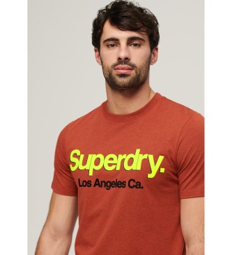 Superdry Klasična sprana majica z logotipom Core rdeče barve