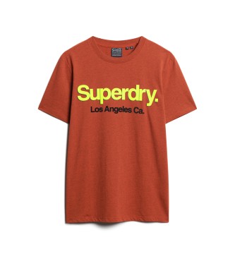 Superdry Klasična sprana majica z logotipom Core rdeče barve