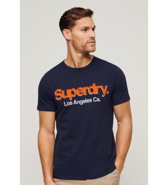 Superdry Klasyczna sprana koszulka z granatowym logo Core