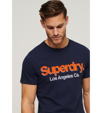 Superdry Klassiek gewassen T-shirt met marineblauw Core-logo