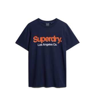 Superdry Klassiek gewassen T-shirt met marineblauw Core-logo