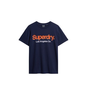 Superdry T-shirt classica lavata con logo Navy Core