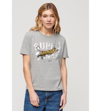 Superdry T-shirt clssica reformulada em cinzento