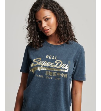 Superdry T-shirt impreziosita da logo vintage blu
