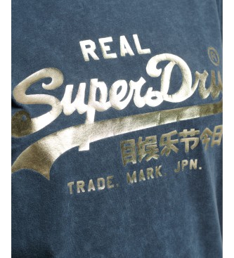 Superdry T-shirt z ozdobami i logo Vintage Logo niebieski